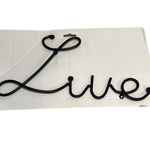 NEW Metal LIVE WALL ART 13” Bronze Wrought Iron Word Home Decor 2 Hanging Loops - Picture 1 of 3